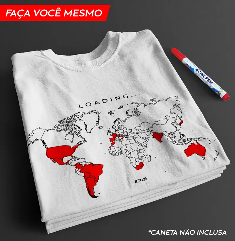 Mapa Mundi - Personalizável camiseta branca