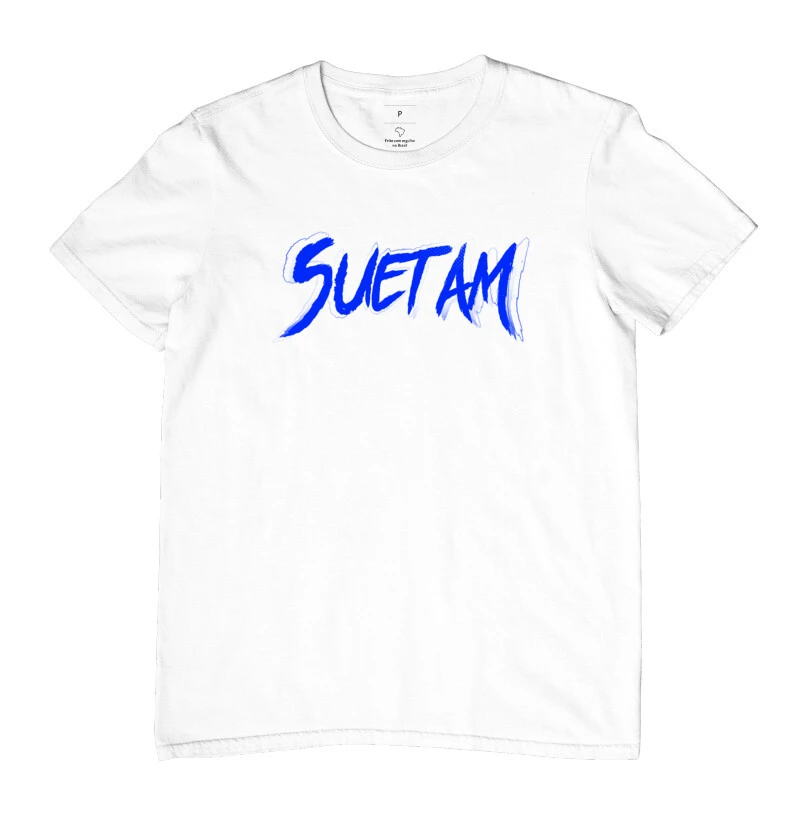 CAMISETA MASCULINA SUETAM ESCRITA AZUL