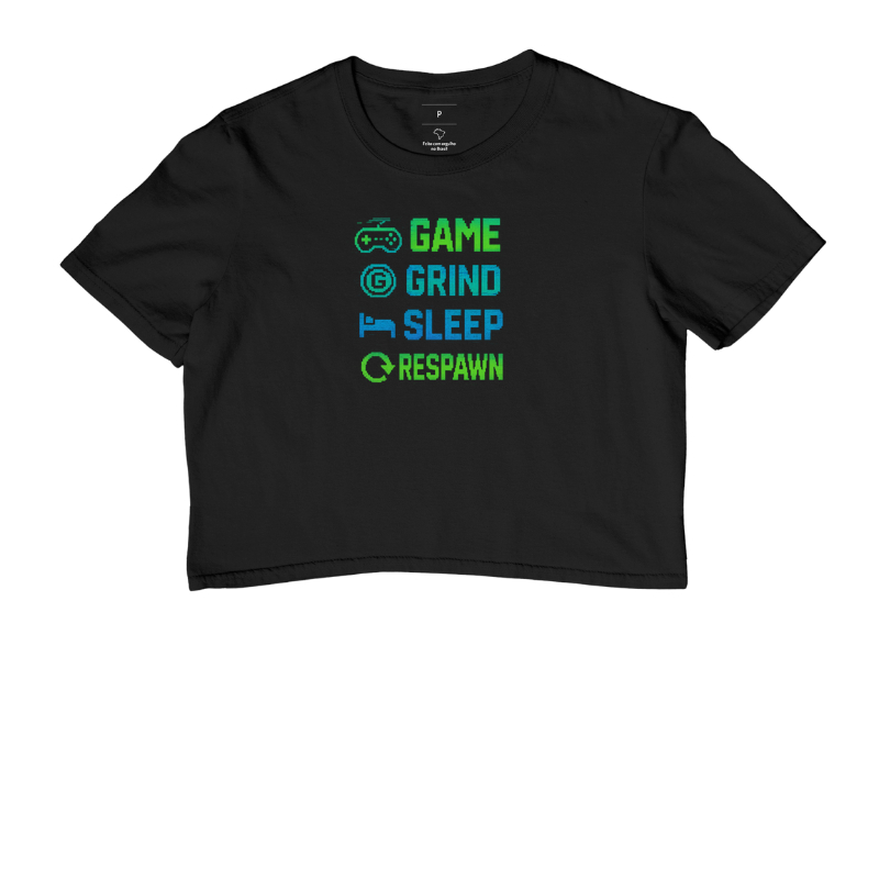 Camiseta Gamer Pixel "GAME GRIND SLEEP RESPAWN"