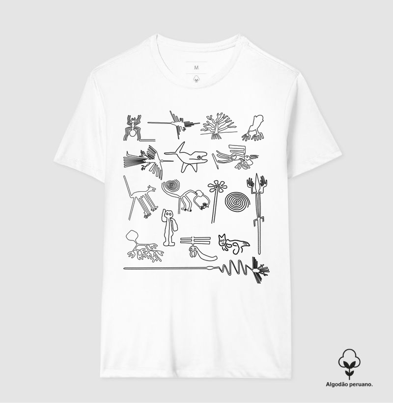 Camiseta Algodão Peruano Linhas de Nazca