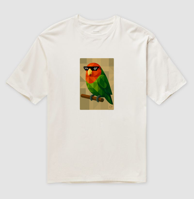 Camiseta Oversized - Agapórnis Geométrico