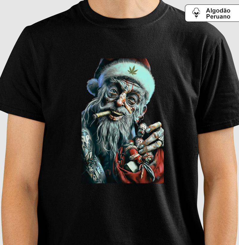 Camiseta Algodão Peruano Bad Santa - 420 Edition