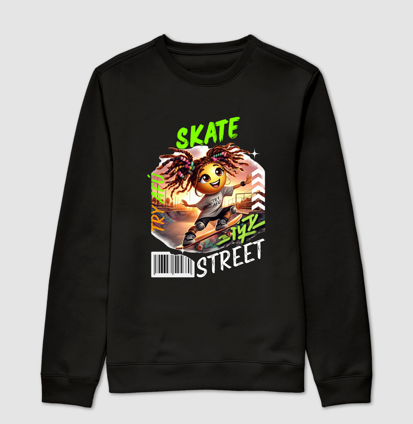 🔥 Suéter Slim "Moletom Careca" Estampa Exclusiva "Try Afú Skate Street" – Estilo, Conforto e Versatilidade! 🔥