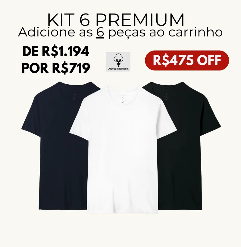 KIT 6 Premium Lisas -119/un- Algodão Peruano