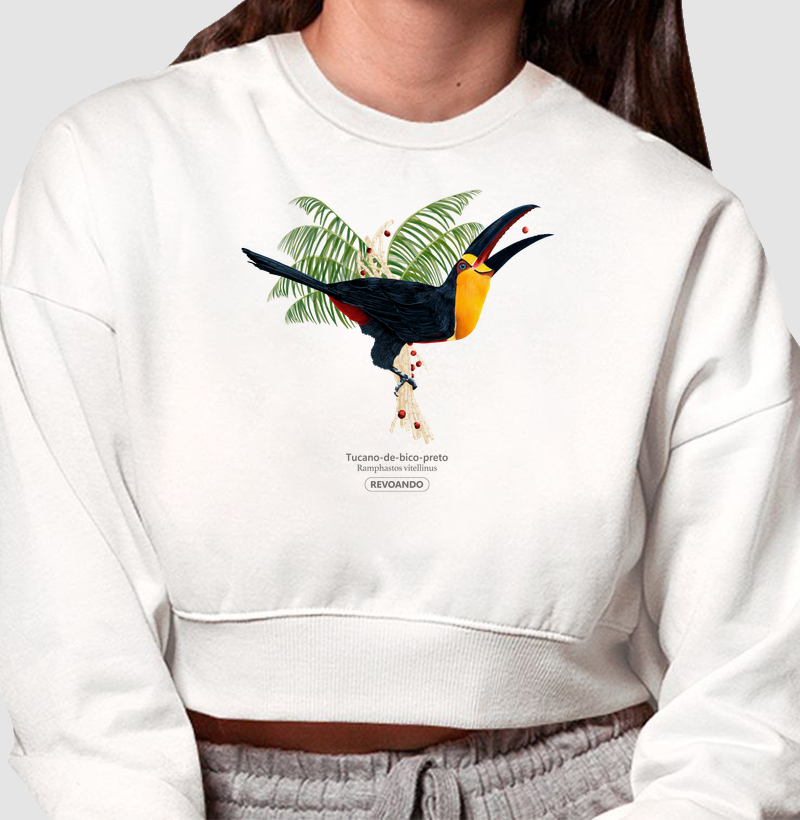 Aves do Brasil - Tucano-de-bico-preto - Moletom Cropped
