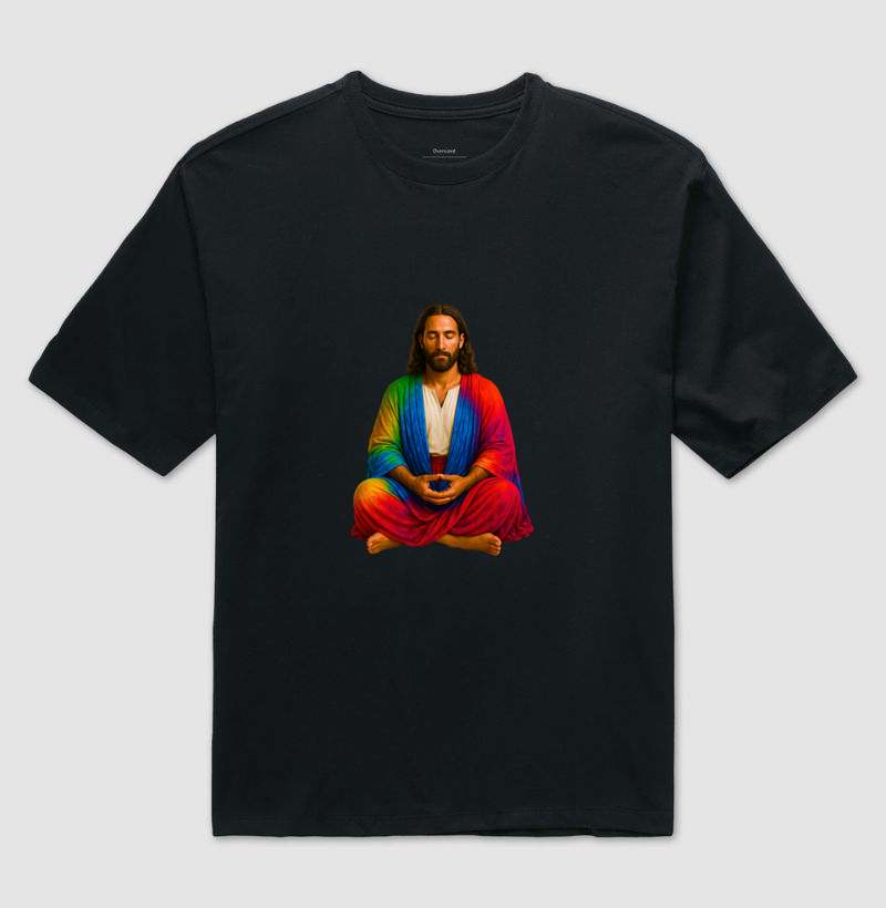Cristo Cósmico Meditante  | Yeshua em Paz com Manto Arco-Íris