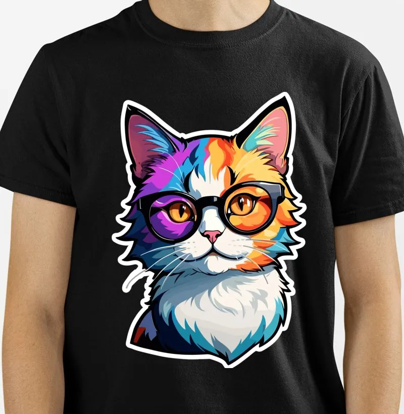 GATO COLORIDO DE ÓCULOS