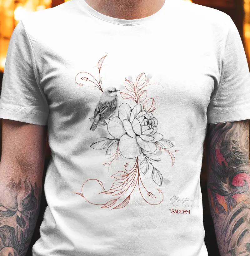 Camiseta Saddam Tattoo House Fine Line 