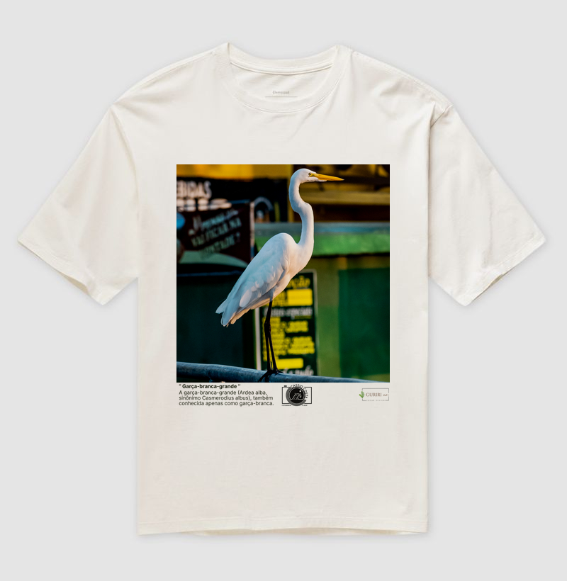 Camiseta Oversized - COLAB - Garça Branca - by Cássio Fotografia