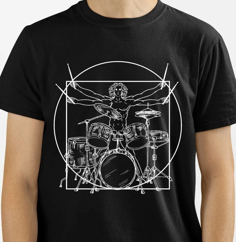 Camiseta Reserva Ink - Homem Vitruviano na Bateria