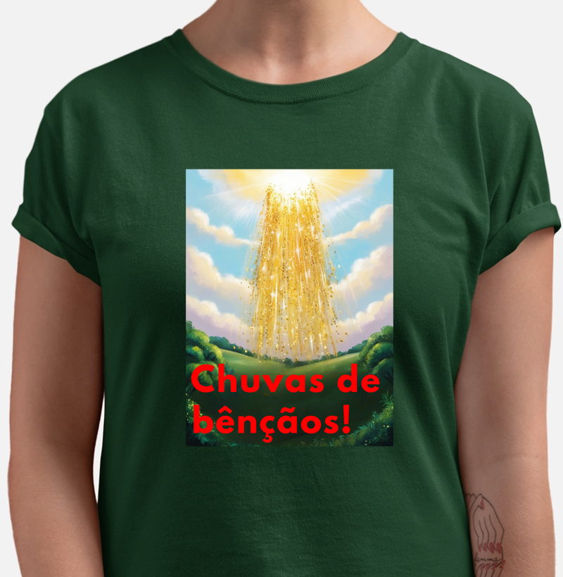 Camisetas Masculinas e Femininas Personalizadas Chuvas de Bênçãos