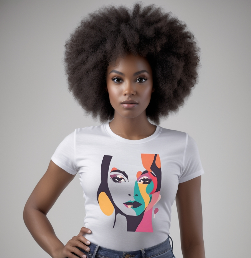 Camiseta Reserva Ink - Rosto de Mulher Minimalista em Cores