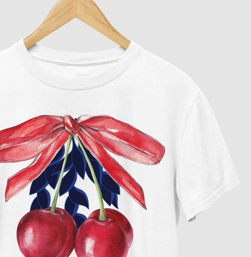 T-shirt laço e cereja