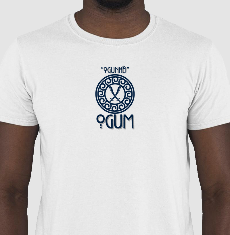 Camiseta Ogunhê Ogum Sombreada Branca Masc.