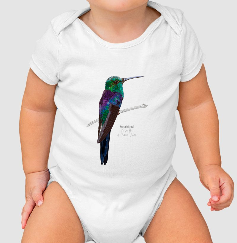 Aves do Brasil - Beija-Flor Costas Violeta - Body Infantil