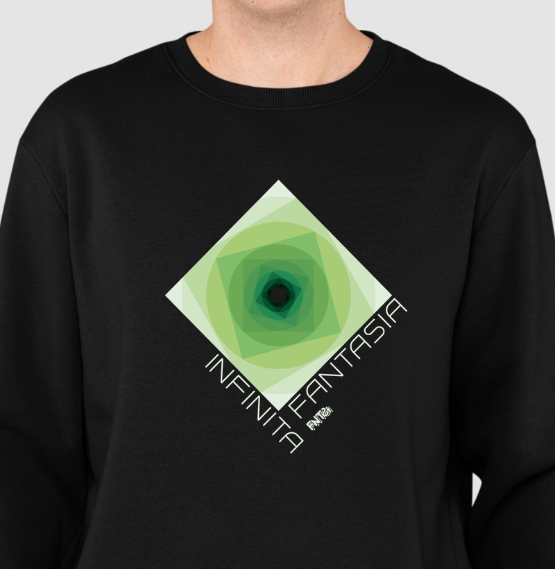 MOLETOM SUÉTER SLIM "INFINITA FANTASIA" / VERDE ESTAMPA GRANDE 