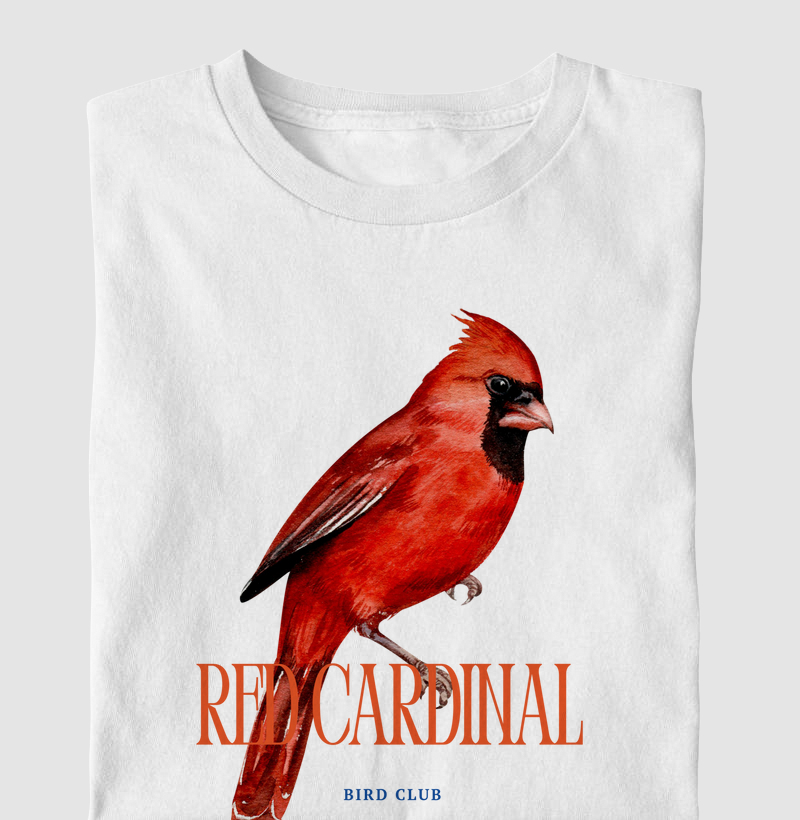 Camiseta Infantil Algodão com Estampa de Cardeal Vermelho – Bird Club