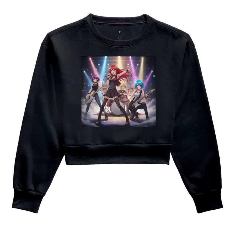 Camisa Banda de Rock Anime – Estampa Estilo Anime para Fãs de Música e Cultura Geek