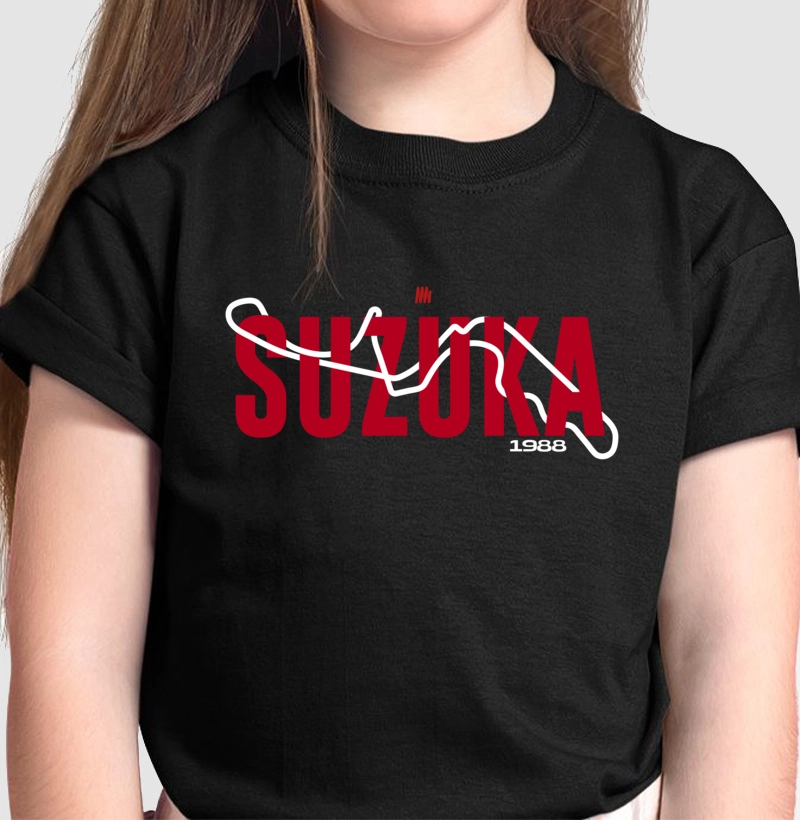 Camiseta Infantil - Suzuka 1988 Kikoautos - Preta - by Reserva Ink 