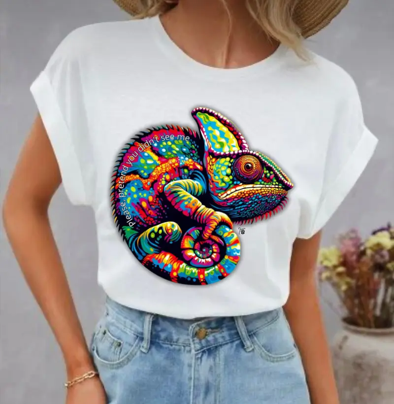 [Camiseta] Please, pretend you didn't see me - Camaleão