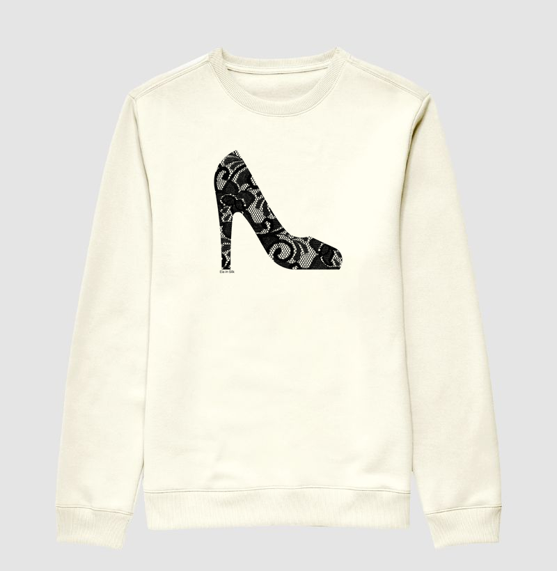 Scarpin renda fake preta