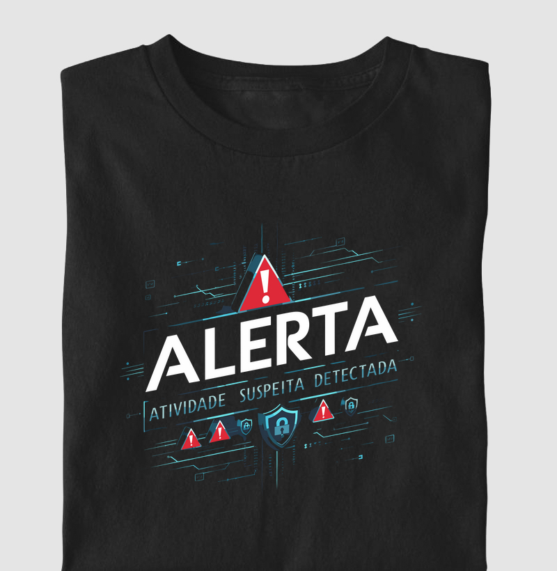 Camiseta Cyber "Alerta Atividade Suspeita Detectada" (CYB)