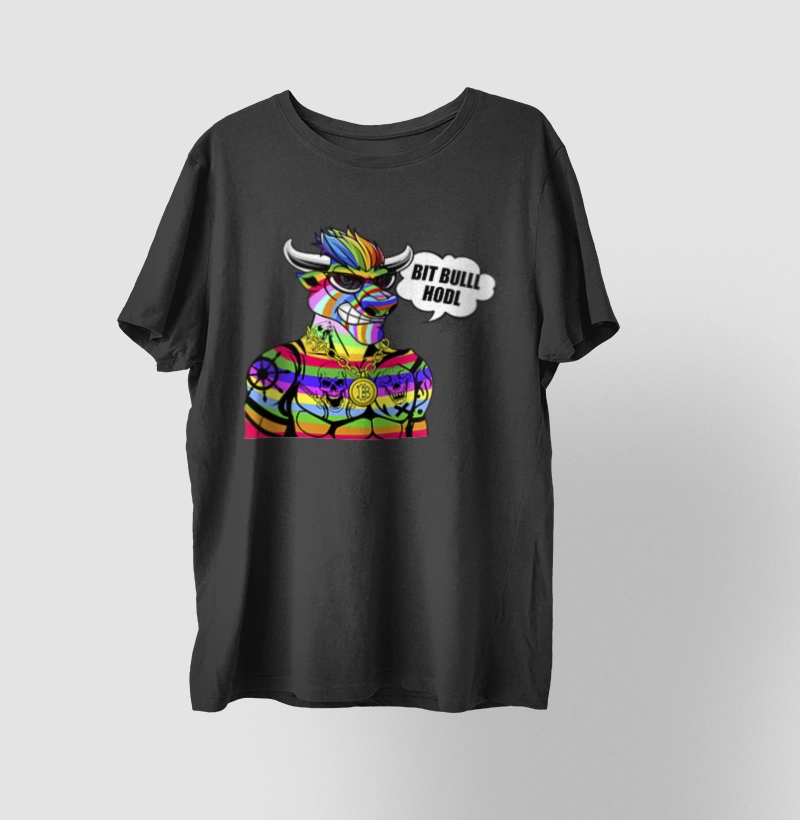 T SHIRT BULL RAINBOW HODL