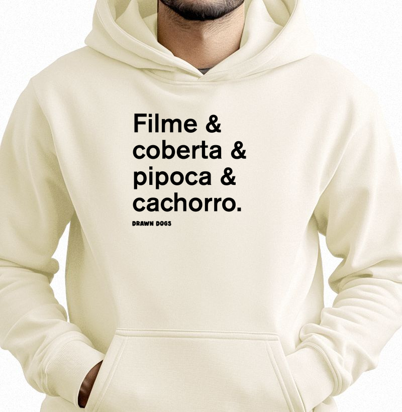 Filme & coberta & pipoca & cachorro