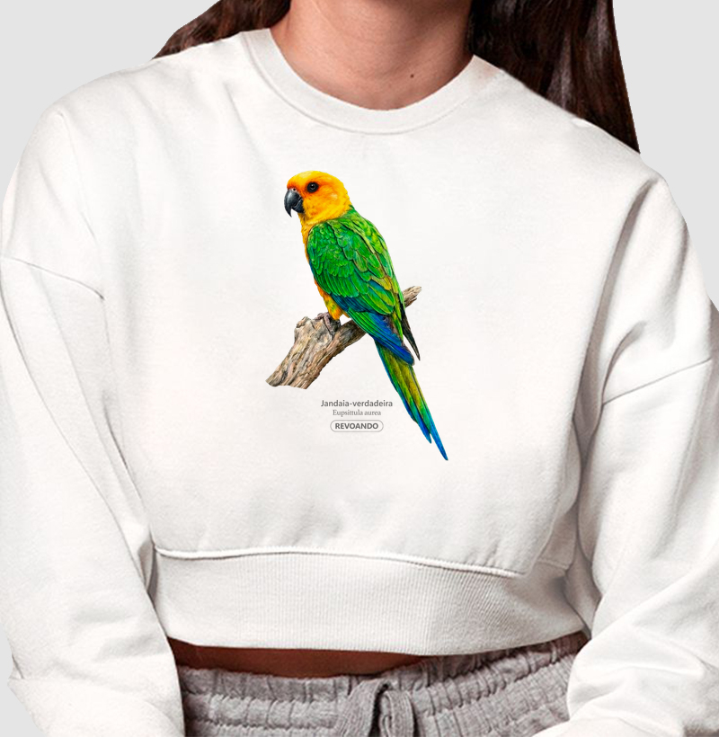 Traços Alados - Jandaia-verdadeira - Moletom Cropped