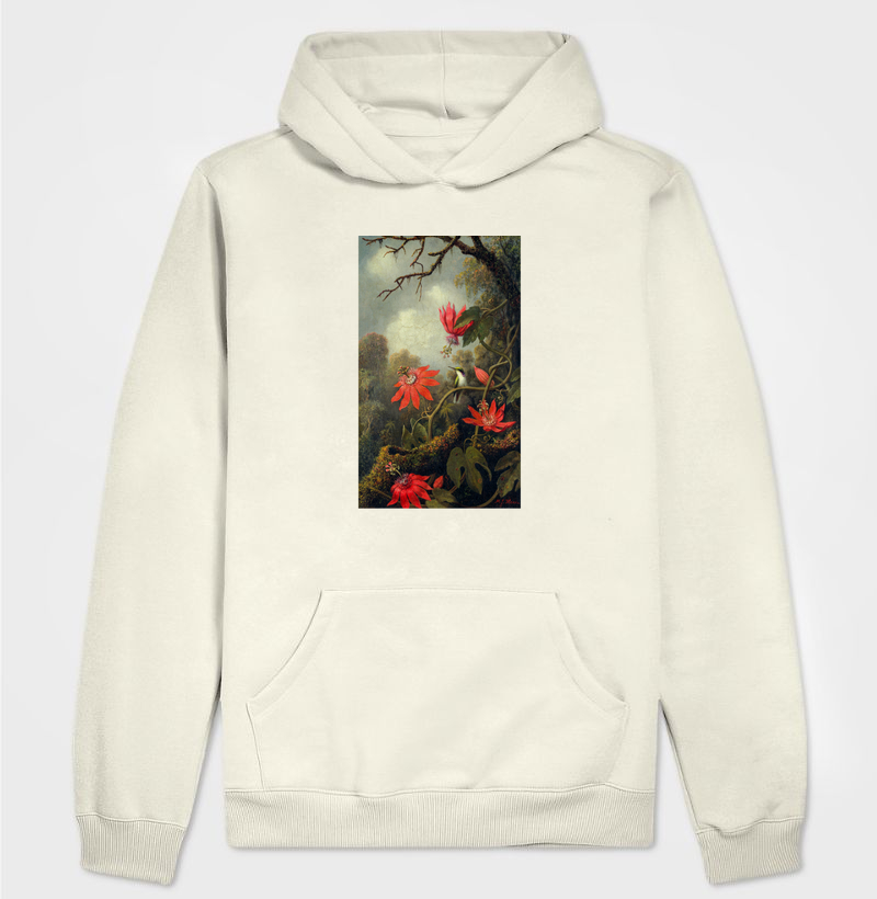 Hummingbird and Passionflowers