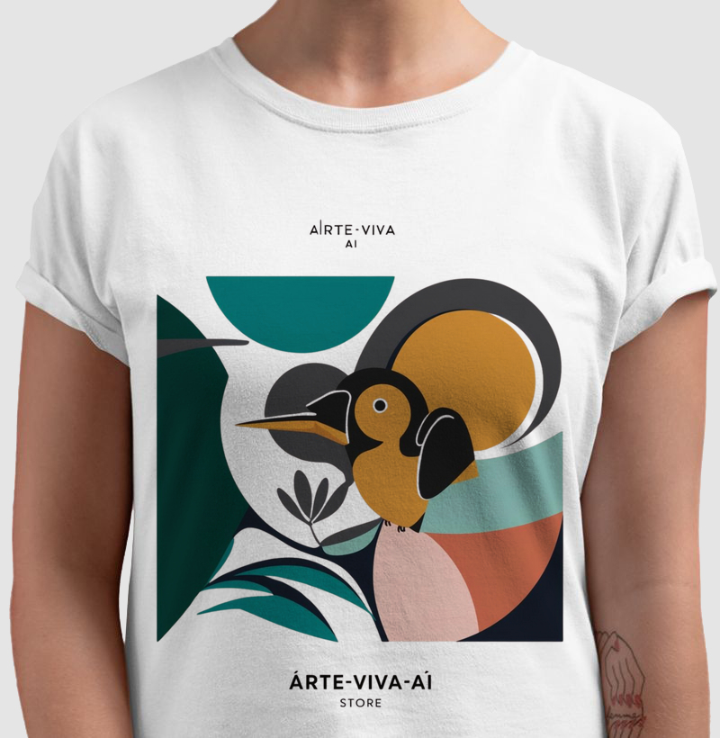 Arte Viva IA - Estampa Artística de Pássaro