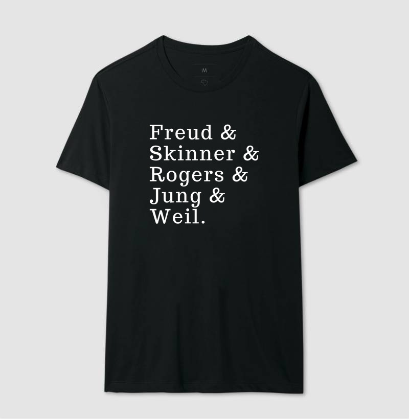 Camiseta Freud, Skinner, Rogers, Jung, Weil