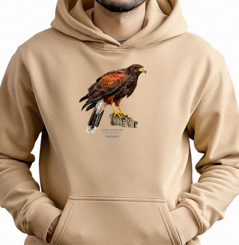 Traços Alados - Gavião-asa-de-telha - Moletom Hoodie