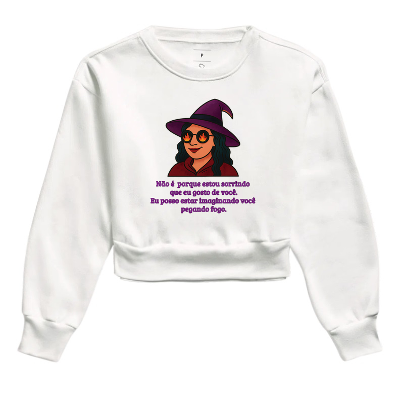Moletom cropped Não é porque estou sorrindo