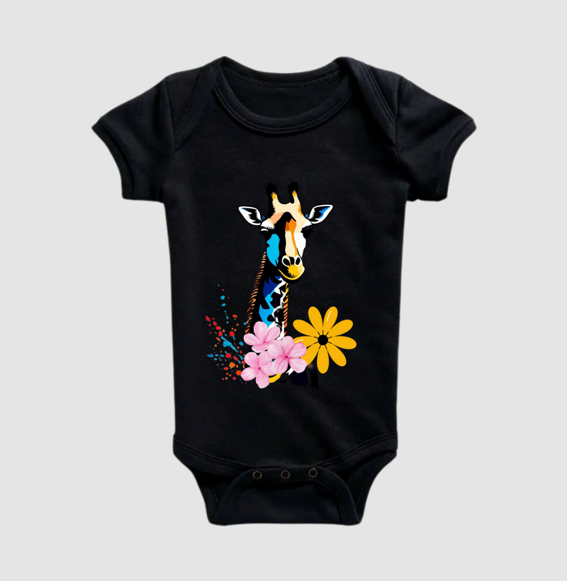Body Infantil Animalis Flores e Selva 100% Algodão