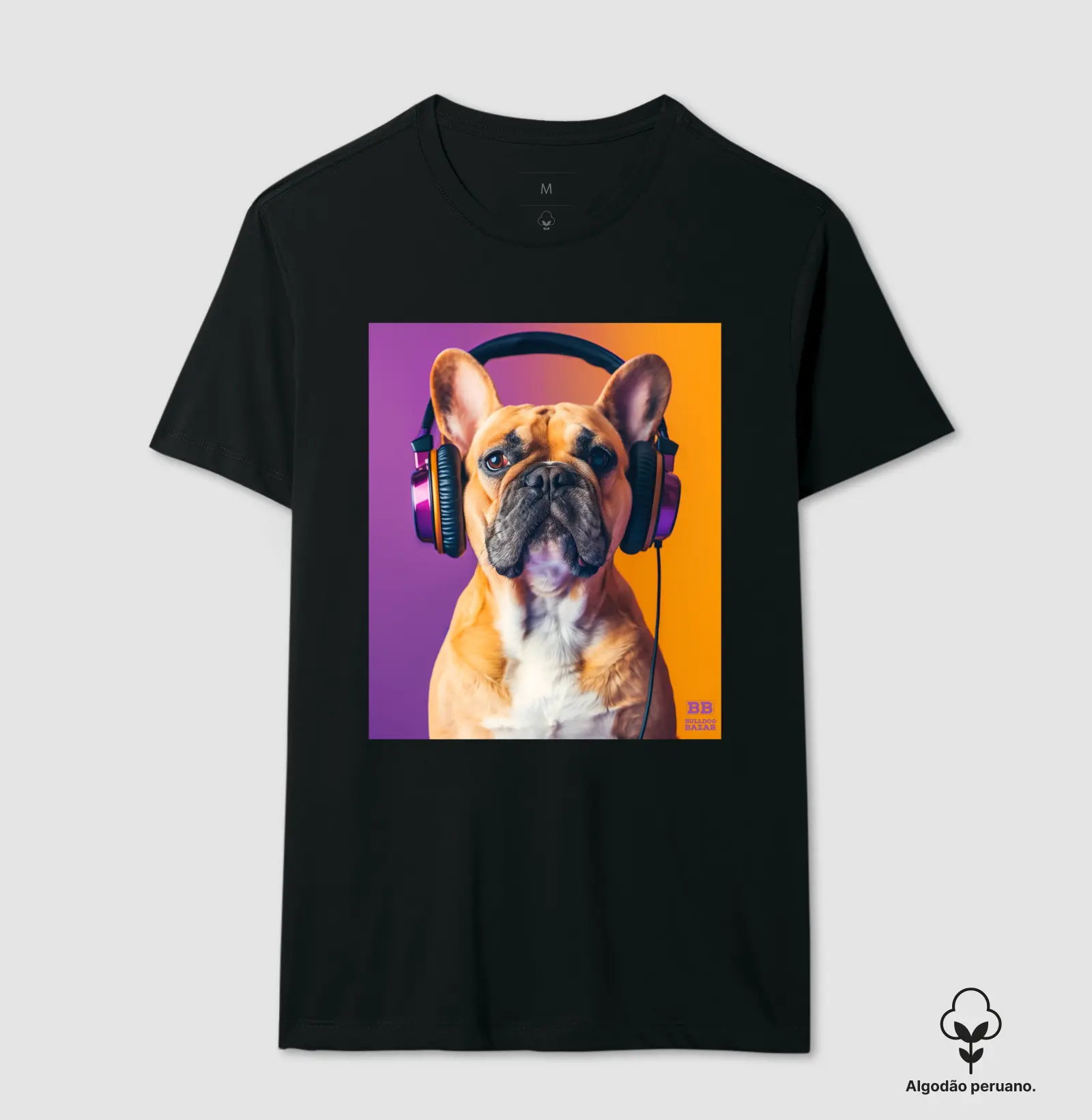 Camiseta Premium Bulldog Frances "Headphones 2"