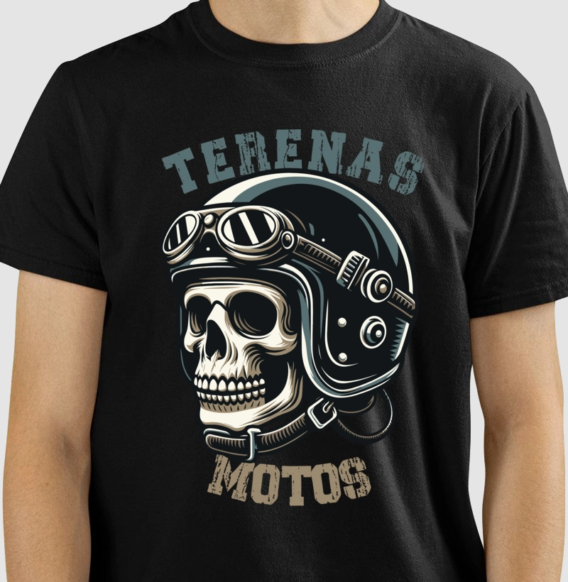 Camiseta Skull Motorcycle Vintage