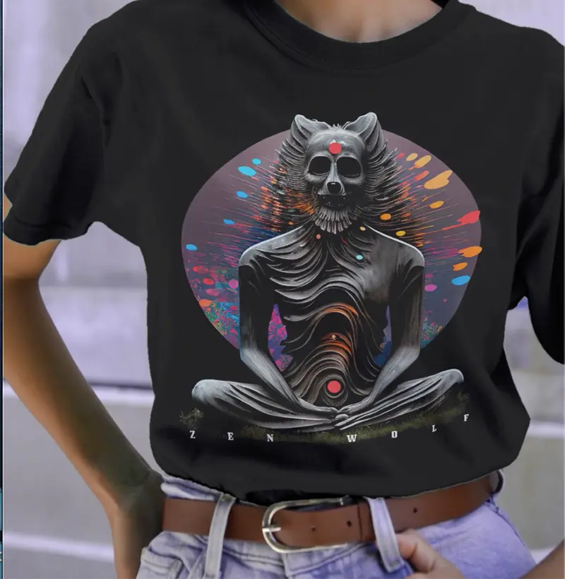 Lobo Meditando, Raposa Zen, Camiseta chakras e cores