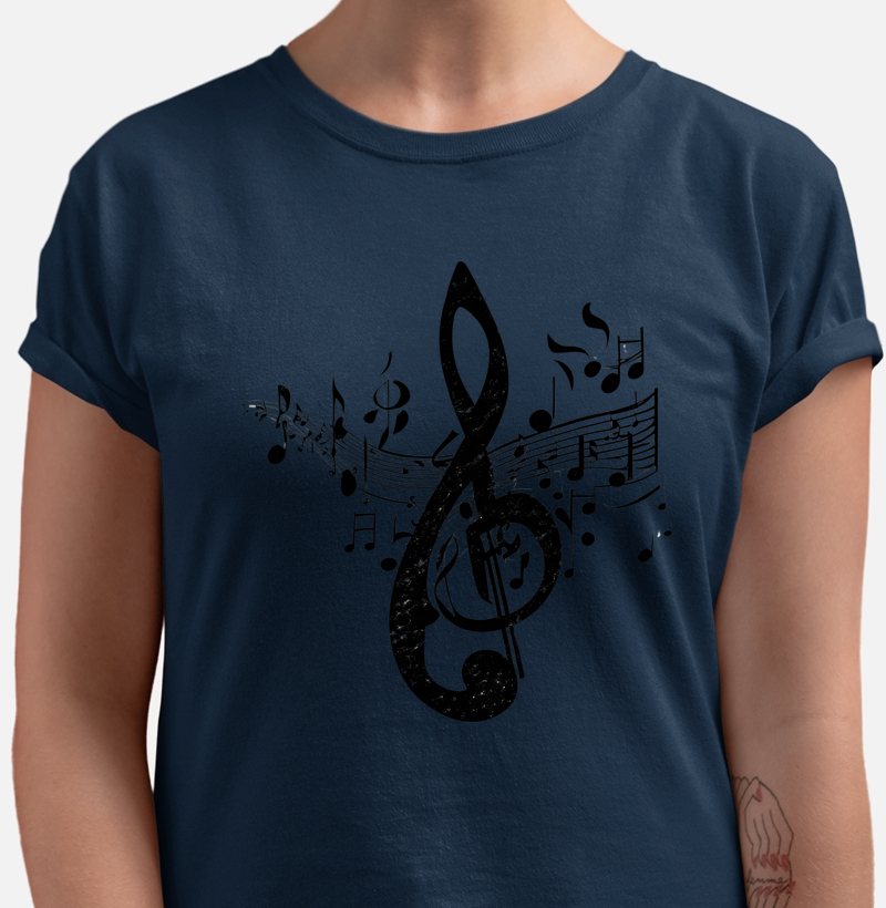 camiseta notas musicais 