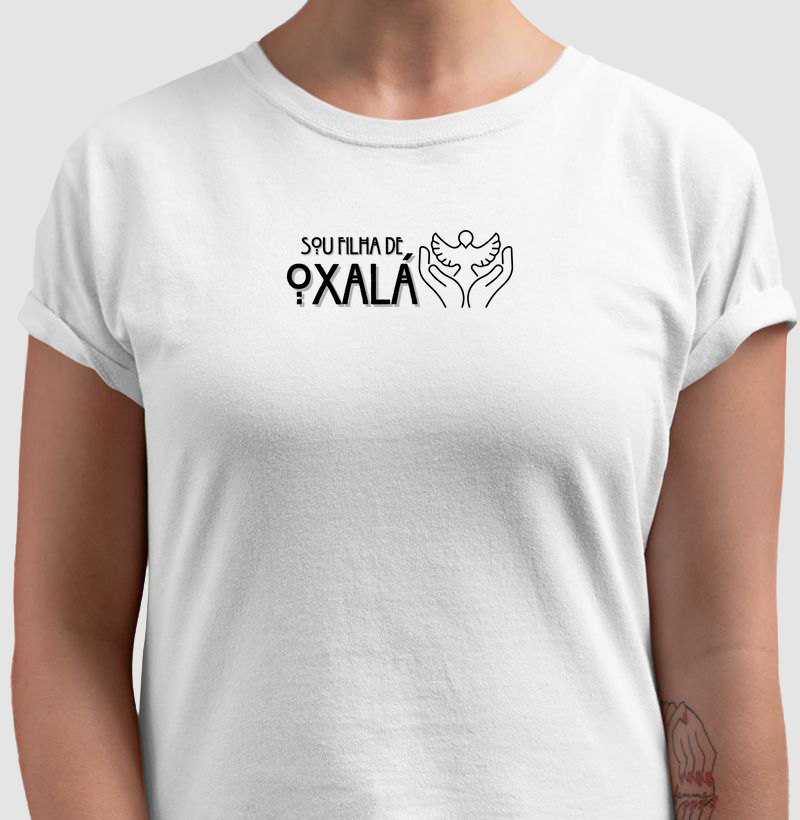 Camiseta Filha de Oxalá Sombreada Branca Feminina