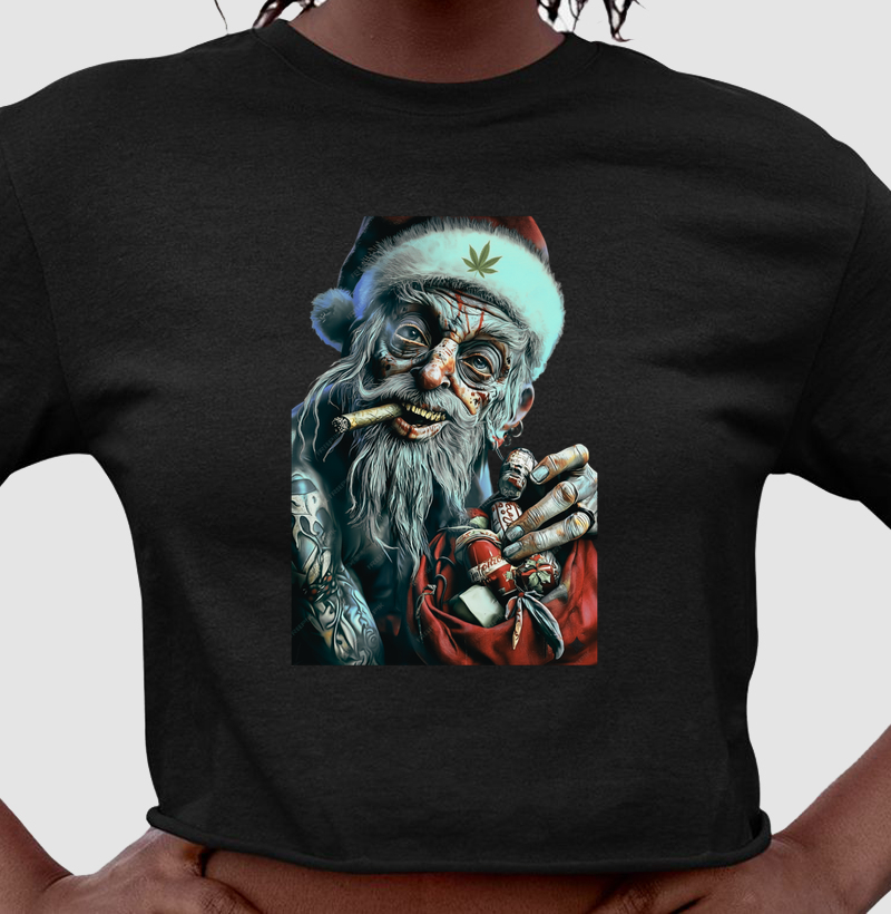 Cropped Bad Santa - 420 Edition