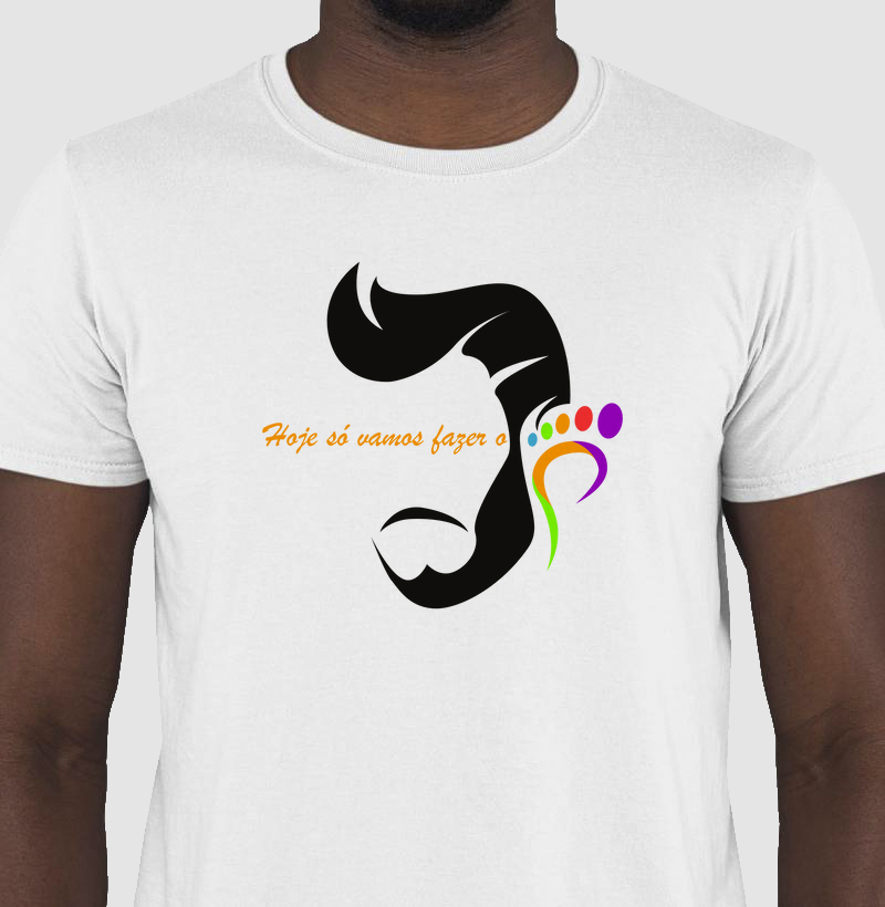 Mostre seu estilo com a camiseta estampada exclusiva para profissionais e apaixonados pelo universo das barbearias! FRASE ESCRITA EM LARANJA.