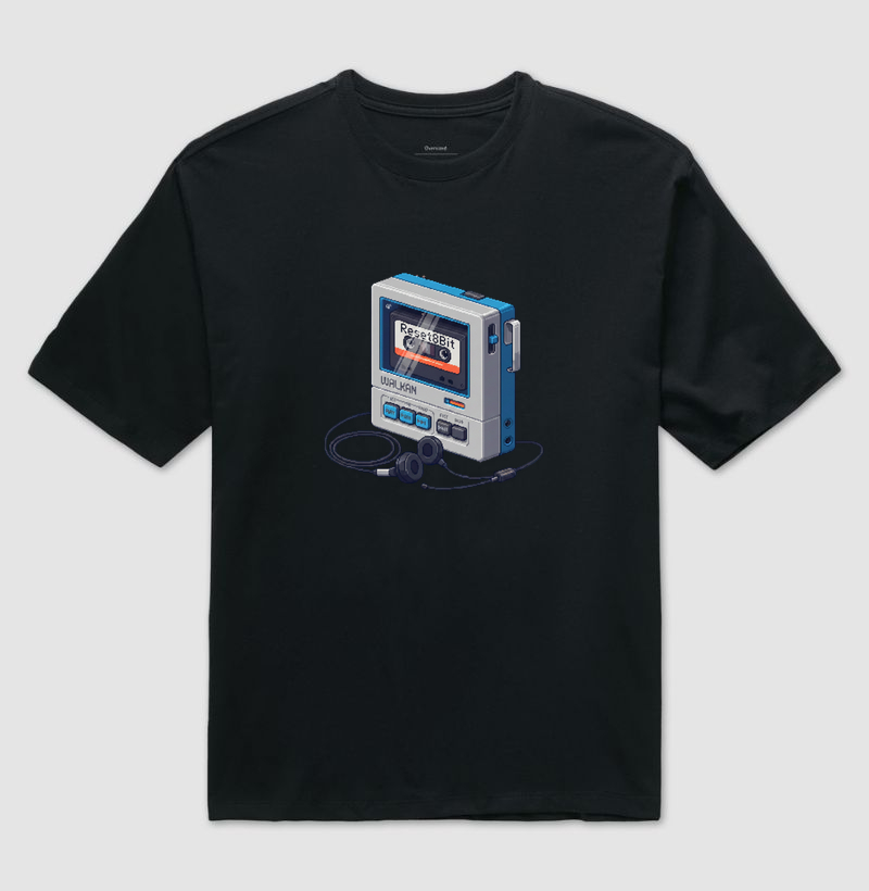 Camiseta Oversized Walkman Reset8Bit 