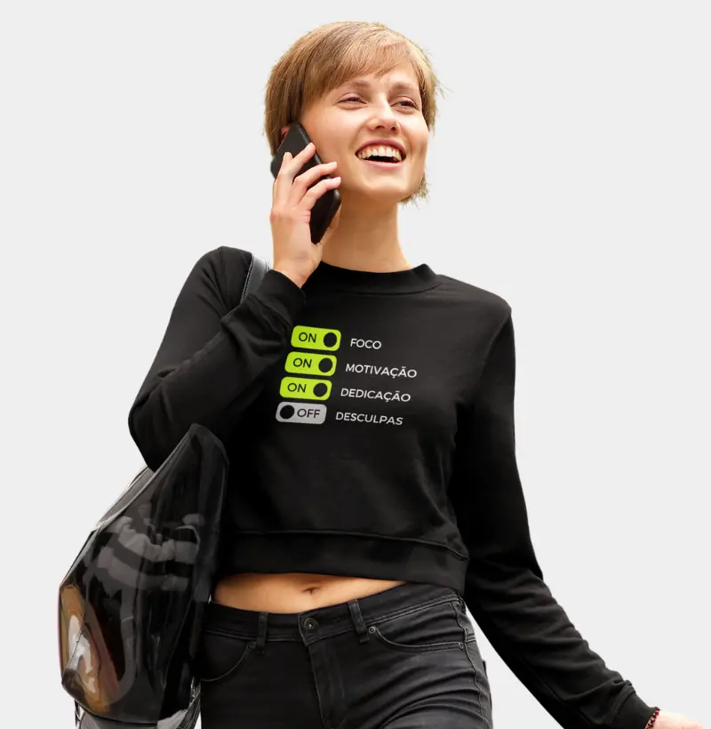 Moletom Cropped Feminino "Modo ON"