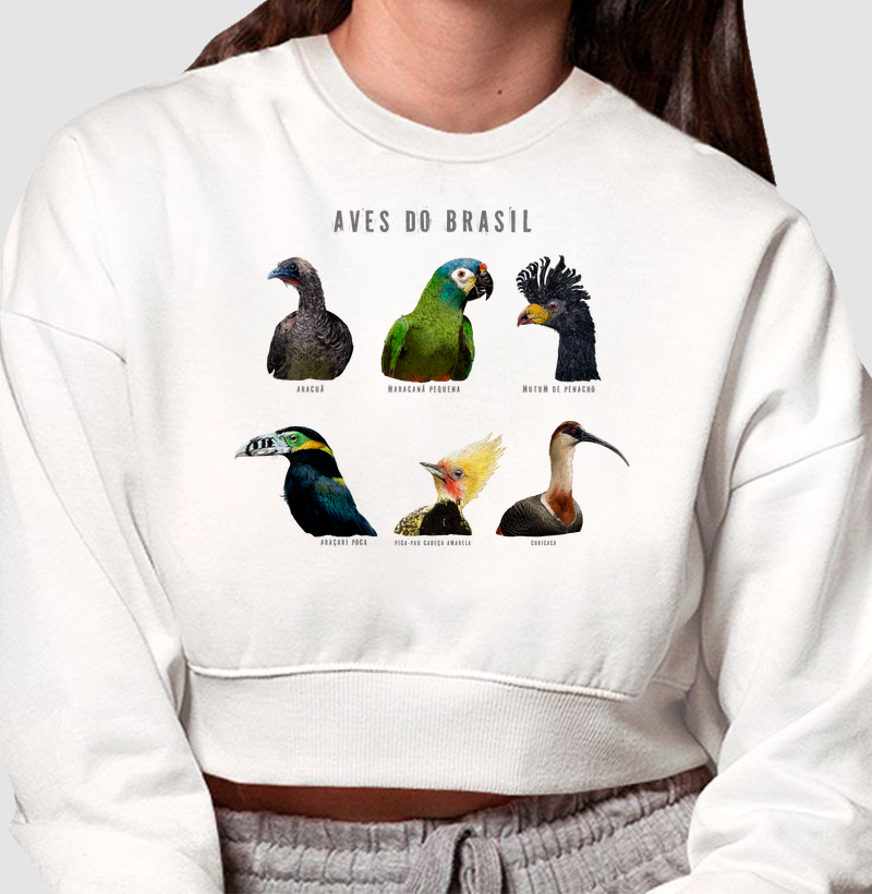 Aves do Brasil - Várias - Moletom Cropped