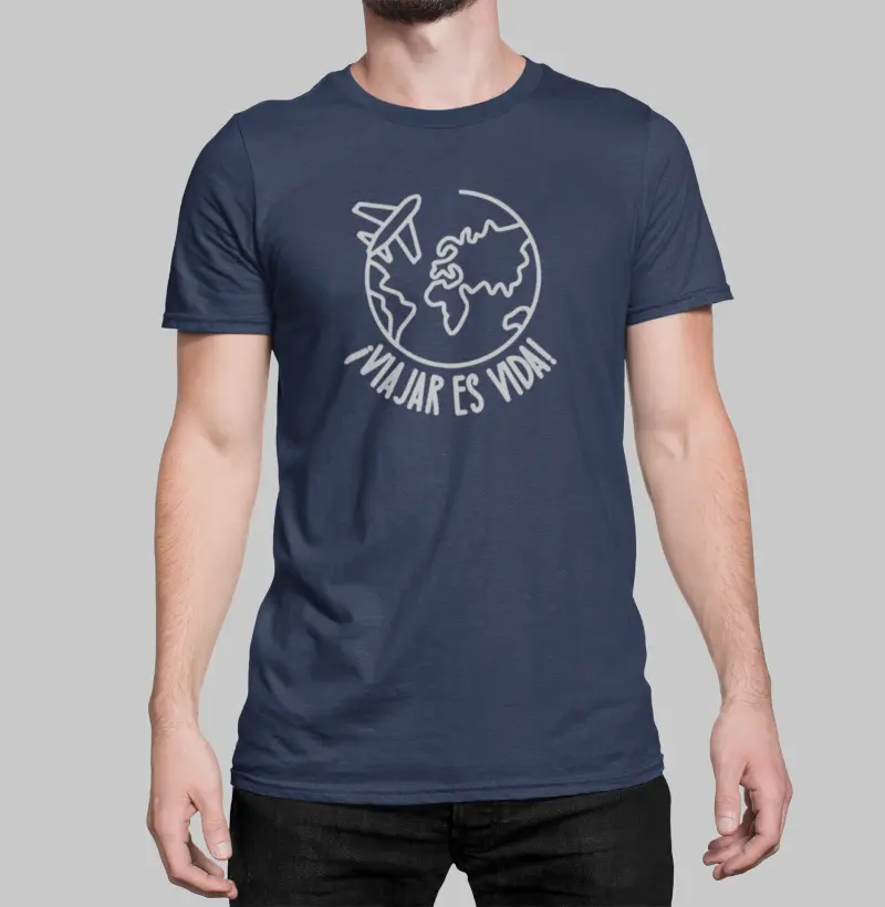 Camiseta Masculina - ¡Viajar es Vida! - Código: N25E11