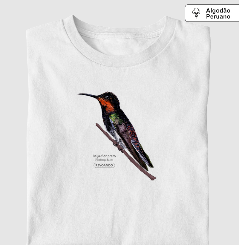 Aves do Brasil - Beija-flor-preto - Algodão Peruano