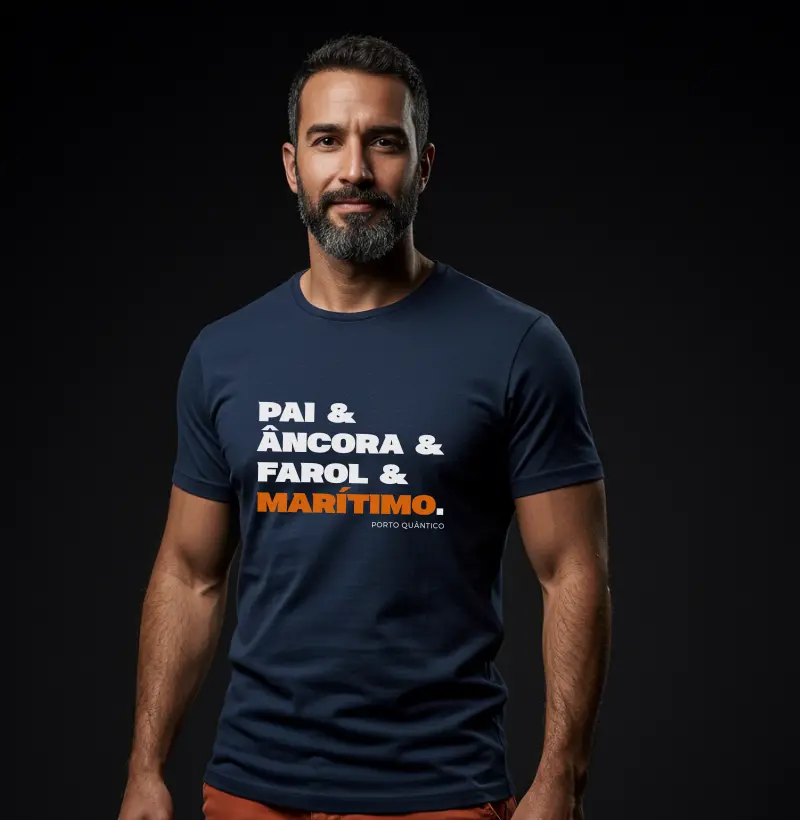 Camiseta Masculina 100% Algodão Peruano - Pai, Âncora, Farol e Marítimo