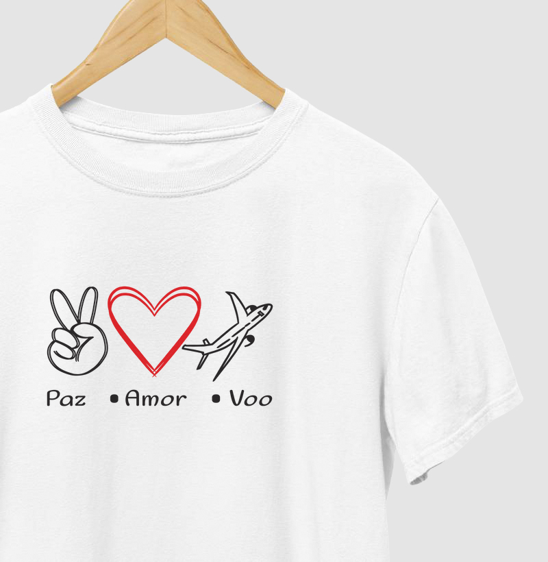Camiseta Paz Amor e Voo