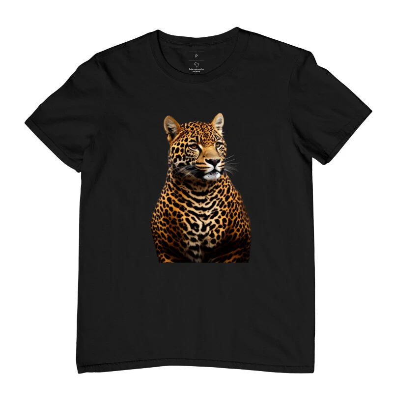 Camisa estampa de onça de peito aberto